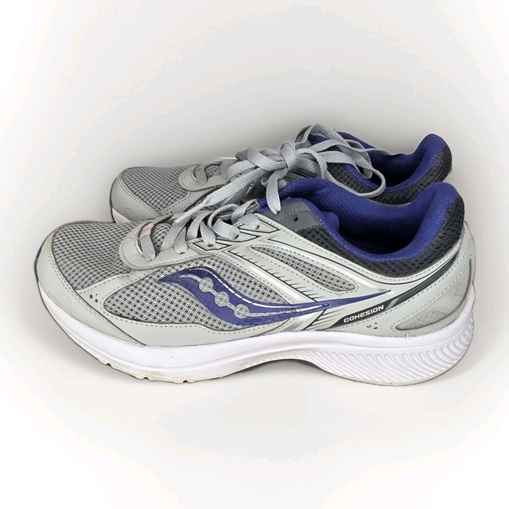 Saucony Women's Grid Cohesion Gray/Blue Running Shoes Size‎ 7.5 Sneaker Trail